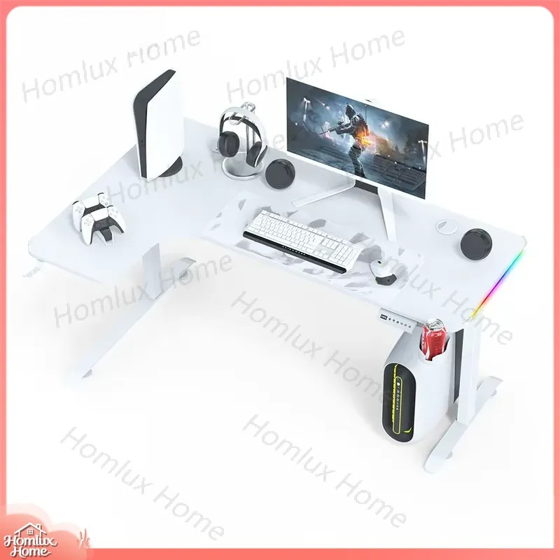 Desk Setup L Shaped - Bureau de jeu réglable en hauteur,